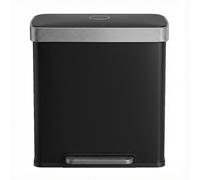 Ochama x SONGMICS Dual Compartment Pedal Rubbish Bin, 2 x 30L Stainless Steel Recycling Kitchen Bin, Soft Close Lid, with Inner Buckets, Grey