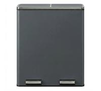 Ochama x SONGMICS Kitchen Bin with 2 Compartments, 2 x 30 L Double Rubish Bin with Lids, Pedals, Plastic Inner Buckets, Soft Close, Grey