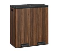 Ochama x SONGMICS Kitchen Pedal Bin, 2-Compartment Recycling Rubbish Bin with Soft Close Lids, for Home, Removable Inner Buckets, Walnut