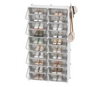 Ochama x SONGMICS Modular Shoe Storage Cabinet, 10-Compartment Organiser with Doors, Plastic Panels and Steel Frame, Entryway, White