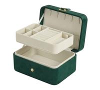 Ochama x SONGMICS Portable Jewelry Box, Travel Jewelry Case, 2-Layer Jewelry Organizer, for Larger Accessories, PU Surface, Gift, Green