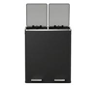 Ochama x SONGMICS Recycling Trash Can, 2-Compartment Pedal Bin with Soft Close Lids, for Kitchen, Removable Inner Buckets, Black