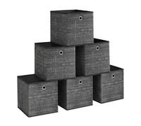 Ochama x SONGMICS Set of 6 Non-Woven Fabric Organiser Boxes with Handle, Storage Boxes, for Cube Shelf, Rustic Brown and Black