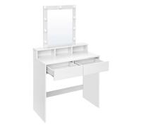 Ochama x SONGMICS Vanity Makeup Table, Dressing Table with Lighted Mirror, 3 Colours, Modern, White