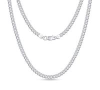 OCHCOH 925 Sterling Silver Clasp 3mm3.5mm4mm5mm7mm Cuban Link Chain Necklace for Men Diamond Cut Silver Chain Necklace for Women 16 18 20 22 24 26 28 30 Inch, 20 inch, Sterling Silver, No Gemstone