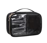 OCHEAL Clear Makeup Bag, Portable Cosmetic Organize,Travel Makeup Bag Cute Clear Pouch For Women and Girls Cosmetics Bags with Divider Makeup Brush Compartment-Black Nylon