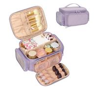 OCHEAL Large Makeup Bag,Cosmetic Organizer for Women with Zipper Pouch and Side Pocket, Multifunctional Compartments and Dividers,Travel Makeup Case for Toiletries, Brushes & Beauty Tools-Purple