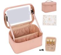 OCHEAL Makeup bag with led mirror, 003_Pink, Portable Makeup Travel Case