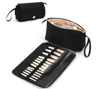 OCHEAL Makeup Brush Holder and Makeup Bag 2 in 1,Makeup Pouch with Brush Organizer,Travel Makeup Brushes Bag Cosmetic Bags for Women Portable Roll-up Makeup Case -Black