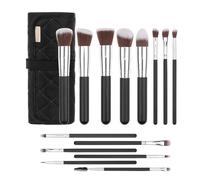 OCHEAL Makeup Brush Set with Holder & Travel Pouch | Professional Makeup Brush Organizer Kit for Women & Makeup Artists | Includes 14-Piece Cosmetic Brushes and Storage Case-Black