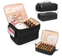 OCHEAL Nail Polish Organizer,2-in-1 Detachable Nail Polish Storage Case for Manicurists | 45-Slot Nail Bag Organizer for Gel Techs kit, Nail Supplies & Nail Lamps, Holds 45-80+ Bottles -Black