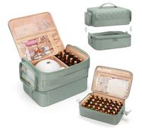OCHEAL Nail Polish Organizer,2-in-1 Detachable Nail Polish Storage Case for Manicurists | 45-Slot Nail Bag Organizer for Gel Techs kit, Nail Supplies & Nail Lamps, Holds 45-80+ Bottles -Green