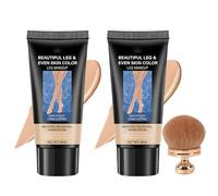 O'CHEAL No Transfer Leg Makeup Cream, 2Pcs Body Perfector Cream and Brush, Body Coverage Perfector Waterproof, Leg Makeup Waterproof No Transfer, Tattoo Cover Up Makeup Full Coverage (#02+#02)