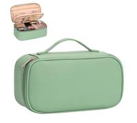 OCHEAL Small Makeup Bag,Portable Cute Travel Makeup Bag Pouch for Women Girls Makeup Brush Organizer Cosmetics Bags with Compartment-Green