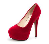OCHENTA Women's Stiletto High Heel Platform Slip On Round Toe Pumps Asian Size 39 - UK B(M) 5.5