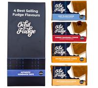Ochil Fudge Handmade Fudge Gift Box - 4 Flavours (Plain Fudge, Cherry Bakewell, Salted Caramel & Butterscotch) | Gluten-Free, Vegetarian, Small Batch, Made in Scotland - 4 × 100g