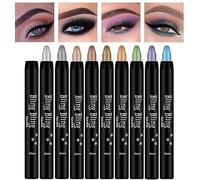 OCHILIMA 10 Colors Glitter Eyeshadow Set, Shimmer Pearl Cream Eye-Shadow Sticks, Long Lasting Smooth Eye Shadow