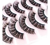 OCHILIMA Eyelashes Russian Strip Lashes Natural Look Eye Lashes False Lashes Wispy D Curly Fluffy 3D Effect Cat Eye Soft Fake Eye Lashes Pack 10 Pairs (M02)