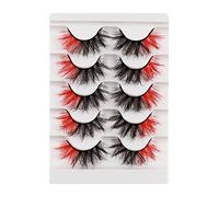 OCHILIMA False Eyelashes Colorful Fluffy Wispy Natural Volume Colored Faux Mink Lashes 20MM Valentines Festival Styles Dramatic 3D Effect Color Fake Eyelashes for New Year Cosplay Party Stage (Red)