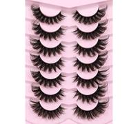 OCHILIMA Wimpern Russian Strip Lashes Natural Look Eye Lashes False Lashes Wispy D Curly Fluffy 3D Effect Cat Eye Soft Fake Eyelashes Pack 7 Pairs