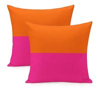 Ochori Set of 2 Abstract Retro 70s Hot Pink OrangeThrow Pillow Covers 18"X18" Aesthetic Throw Pillowcase Home Decor Living Room Cozy Cushion Cover for Bed Couch Sofa Trendy Funky Dormitory College