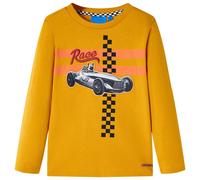 (ochre, 128 (7-8y)) Kids' T-shirt with Long Sleeves Children's T Shirt Tee Race Car and Dog Print