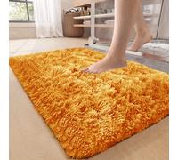 (Ochre, 50 x 80 cm) Soft Shaggy Fluffy Rug Livingroom Bedroom Floor Area Carpets Bath & Door Mats
