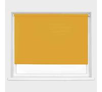 Ochre Blackout Roller Blind Metal Fittings Trimmable UV Protection Thermal Properties Premium Fabric Home Office Bedroom Kids Room Child Safe Easy Fit 60cm Width x 160cm Drop