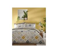 (Ochre, Double) Moroccan bedding eastern nights tile print duvet cover sets ochre yellow or teal