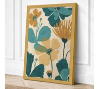 Ochre Flourish Botanical Canvas Wall Art Print 24x16 Inch
