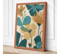 Ochre Flourish Botanical Canvas Wall Art Print 36x24 Inch