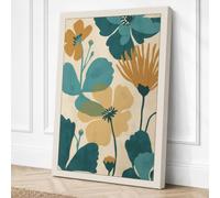 Ochre Flourish Botanical Canvas Wall Art Print 36x24 Inch
