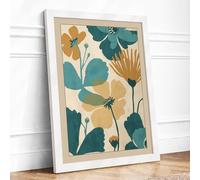 Ochre Flourish Botanical Framed Wall Art Print A4 (29.7×21cm) White, Wall Decor for Living Room, Bedroom, Office & Home, Ready to Hang, Art Gift