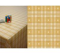 Ochre Yellow Gingham Check PVC Oil Vinyl Plastic Table Cloth Mustard Checked Love Sweethearts Wipe Clean 200cm x 140cm (79" x 54" inches) 2 Metres Rectangle Oblong Fit 6 Seater Table