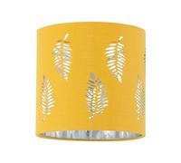 Ochre Yellow Table Lamp Shade, Lampshade for Table Lamp or Bedside Light, Fern Leaf Cut Out Design, Diameter 15cm