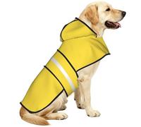 Ochre Yellow Waterproof Dog Raincoat And Rain Jacket For Small Medium Large Dogs With Reflective Stripes And Adjustable Belly Strap