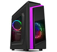 OCHW F3 Ultra Fast Gaming PC Desktop Computer AMD Ryzen 5 4600G 4.2Ghz 12 Threads ATI Radeon HD Graphics USB 3.0 120GB SSD 8GB DDR4 Wifi Windows 11 Pro (PURPLE RGB)