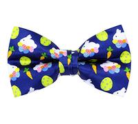 OCIA Holiday Pre-Tied Bowtie St Patricks Day Easter Clover Leaves Festival Fun Pattern Bow tie for Mens, Blue White Yellow (Easter-bunny), One size