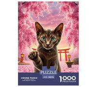 Ocicat 1000 Pieces Jigsaw Puzzles Pet Cat for Kids Staycation Kill Time Wall Decoration Gift Game for Boys And Girls Age 14+ ForAdults 38x26cm/1000pcs