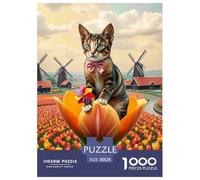 Ocicat 1000 Pieces Jigsaw Puzzles Pet Cat Puzzle for Adults Staycation Kill Time Wall Decoration Educational Toy Age 14+ ForAdults 38x26cm/1000pcs