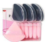 Ocim 10Pcs Triangle Powder Puffs for Face Powder,Soft Velour Makeup Setting Powder Puff with Case,Black+Pink