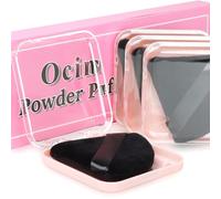 Ocim 4 Pcs Triangle Powder Puffs for Face Powder,Soft Velour Triangular Beauty Puff,Makeup Pressed, Baking & Setting Powder Sponge Applicator Pads with Case,black