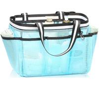 Ocim Large Portable Mesh Shower Caddy Bag Tote for Big Size Shampoo Bottles, Collapsible Quick Dry for College Dorm, Camping, Beach Pool Bathroom, Lake Blue