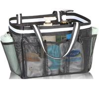 Ocim XL Portable Shower Caddy for College Dorm, Large Mesh Bathroom Tote Bag for Women & Girls, Foldable Quick Dry for Camping, Gym, Pool, Travel, Black