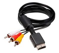OcioDual 1.8 m Composite AV to 3 RCA Replacement Cable Compatible with PS1 PSX PS2 PS3 Black Analog Audio Video Image Sound