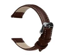 OcioDual 20mm Dark Brown Leather Strap with Stainless Silver Buckle and Quick Release Universal Smart Watch Replacement Strap Traditional Men Women, dark brown, 20mm