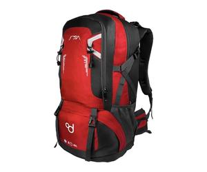OcioDual Hiking Backpack 60 Liters, Trekking Backpack, Mountain and Camino de Santiago, Multifunctional, Lightweight, Men's Backpacks for Camping, Nordic Walking, Survival (Red)