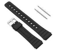 OcioDual Watch Band Replacement Strap Compatible with Casio F91W F-91W Black Resin Wrist Watchstrap with Pins Metal Buckle TPU Silicone Watch Replacement Universal Strap