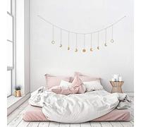 OCIOLI Moon Phases Wall Hanging Moon Garland Decor Boho Hanging Ornaments Moon Hang Art Room Decor Boho Moon Phase Garland for Bedroom Wedding Home Office Nursery Room Dorm（Gold）