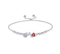 OCJ Christmas Gifts for Her Rose Flower July Birthstone Bracelet Sterling Silver Adjustable Slider Bolo Bracelets Anniversary Birthday Women Jewellery Gifts for Wife, Girlfriend, Mom, Sister